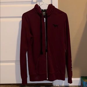 PINK zip up maroon hoodie